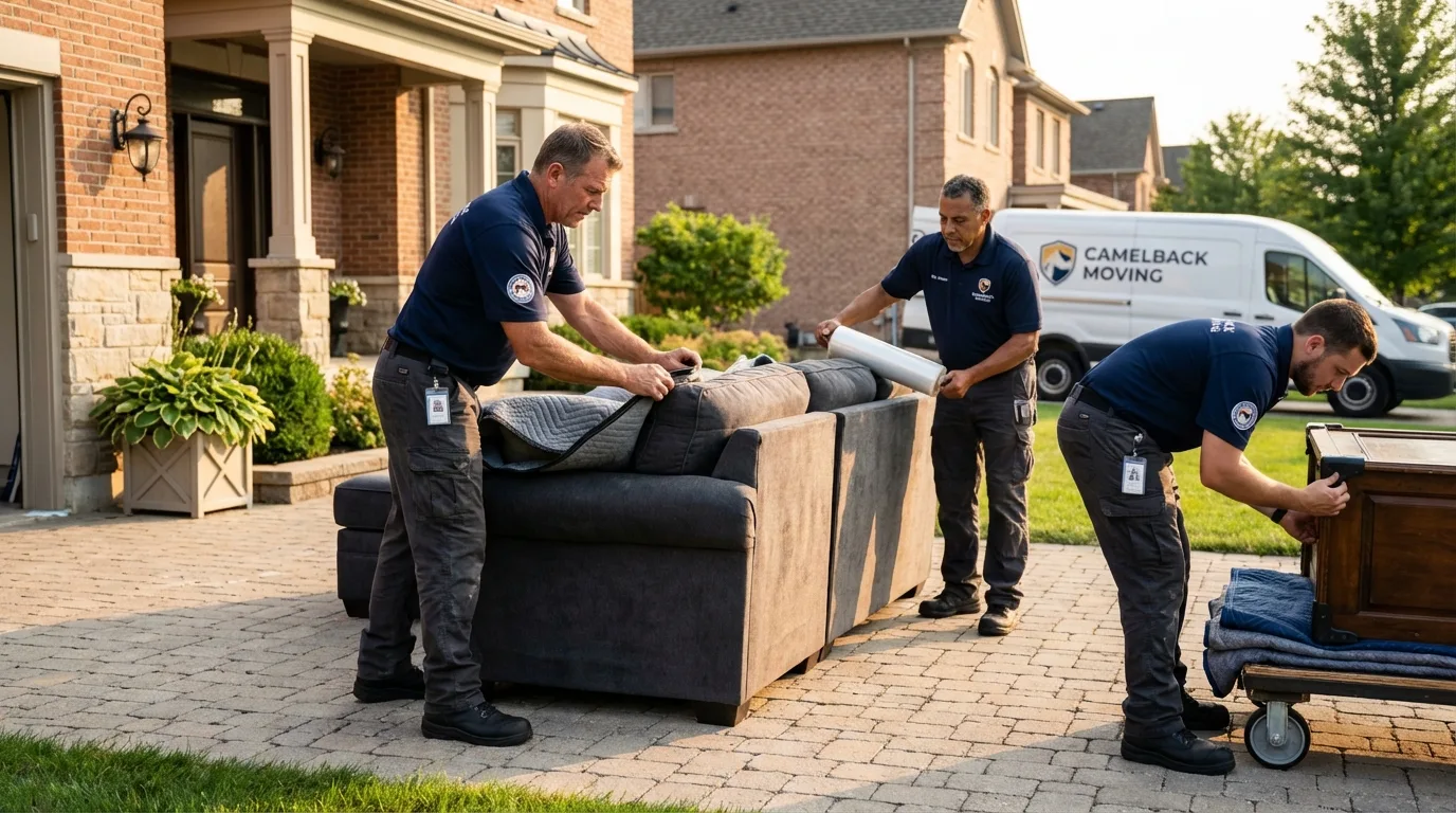 Large estate moving crew wrapping furniture in Greenville, PA